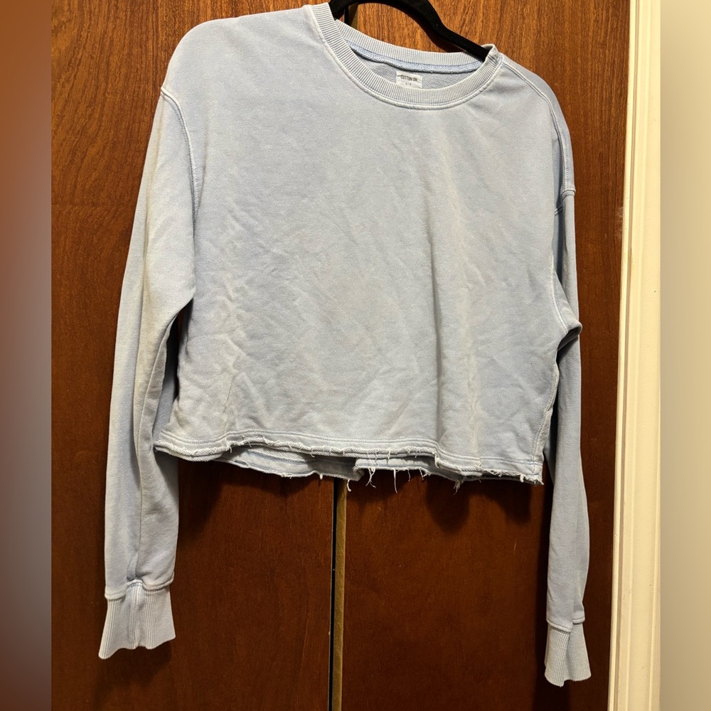 Cotton On Sky Blue Frayed Hem Sweatshirt